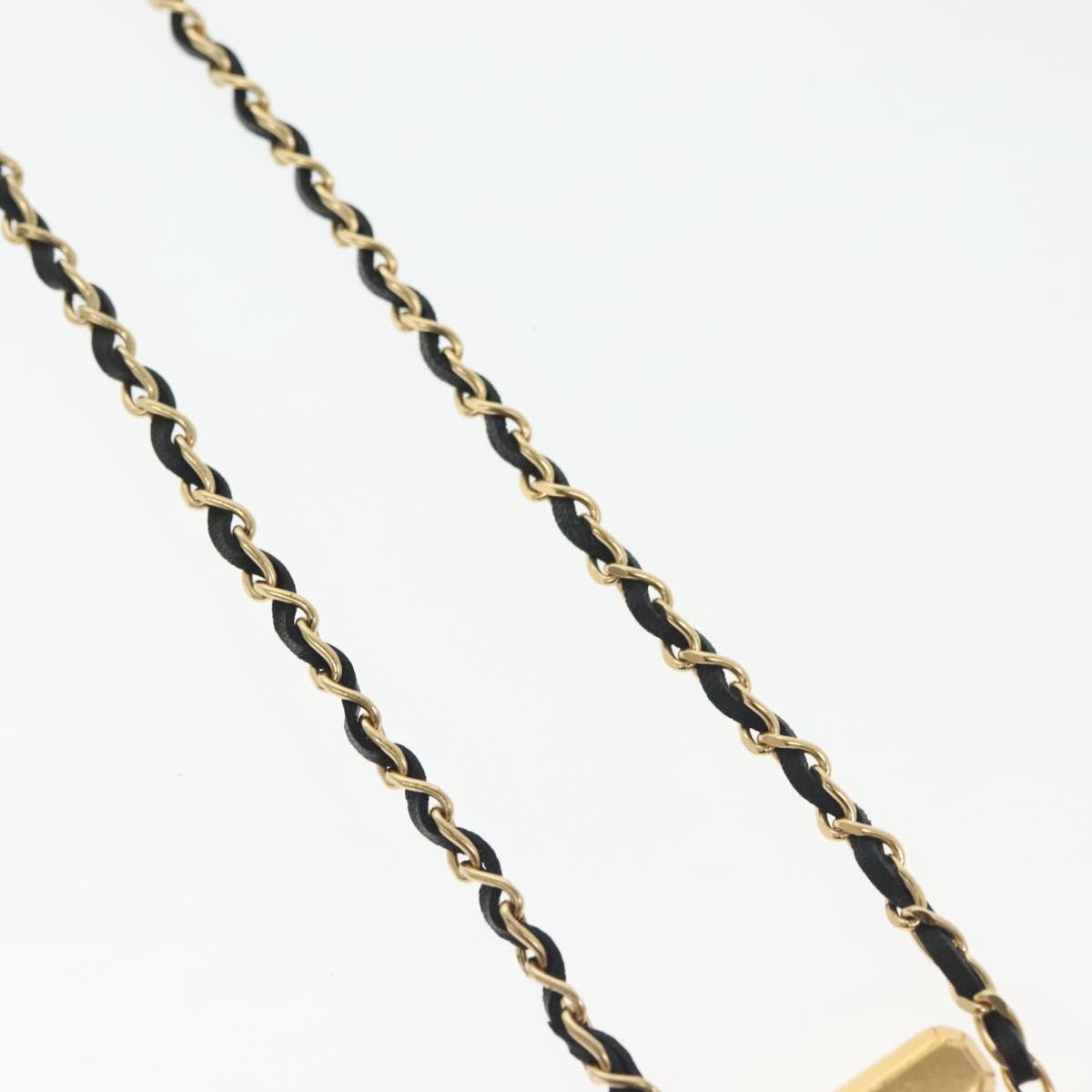 Chanel Cc Perfume Bottle Pendant Chain Long Metal With Leather, Crystals And Faux Pearl Gold Metal Necklace Jewelry (Pre-Owned)