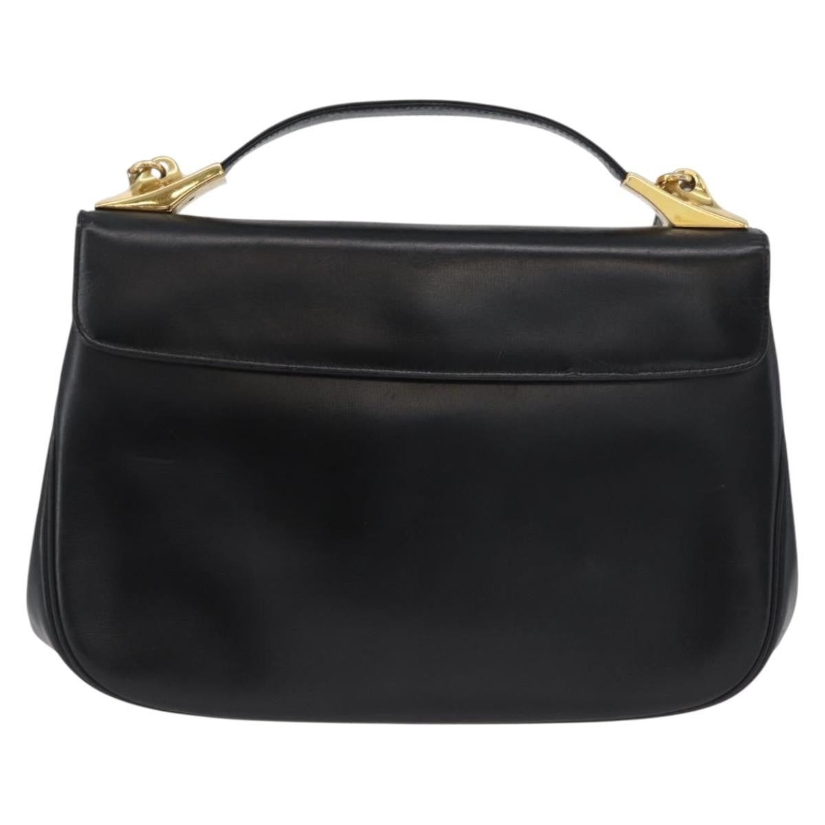 Christian Dior Vintage Cd Logo Leather Black Leather Shoulder Bag Bag (Pre-Owned)