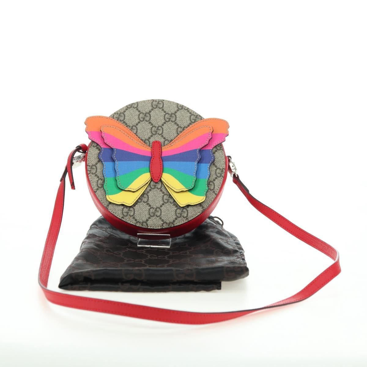 Gucci Kids Gg Supreme Rainbow Butterfly Gg Canvas Beige Pvc Shoulder Bag Bag (Pre-Owned)