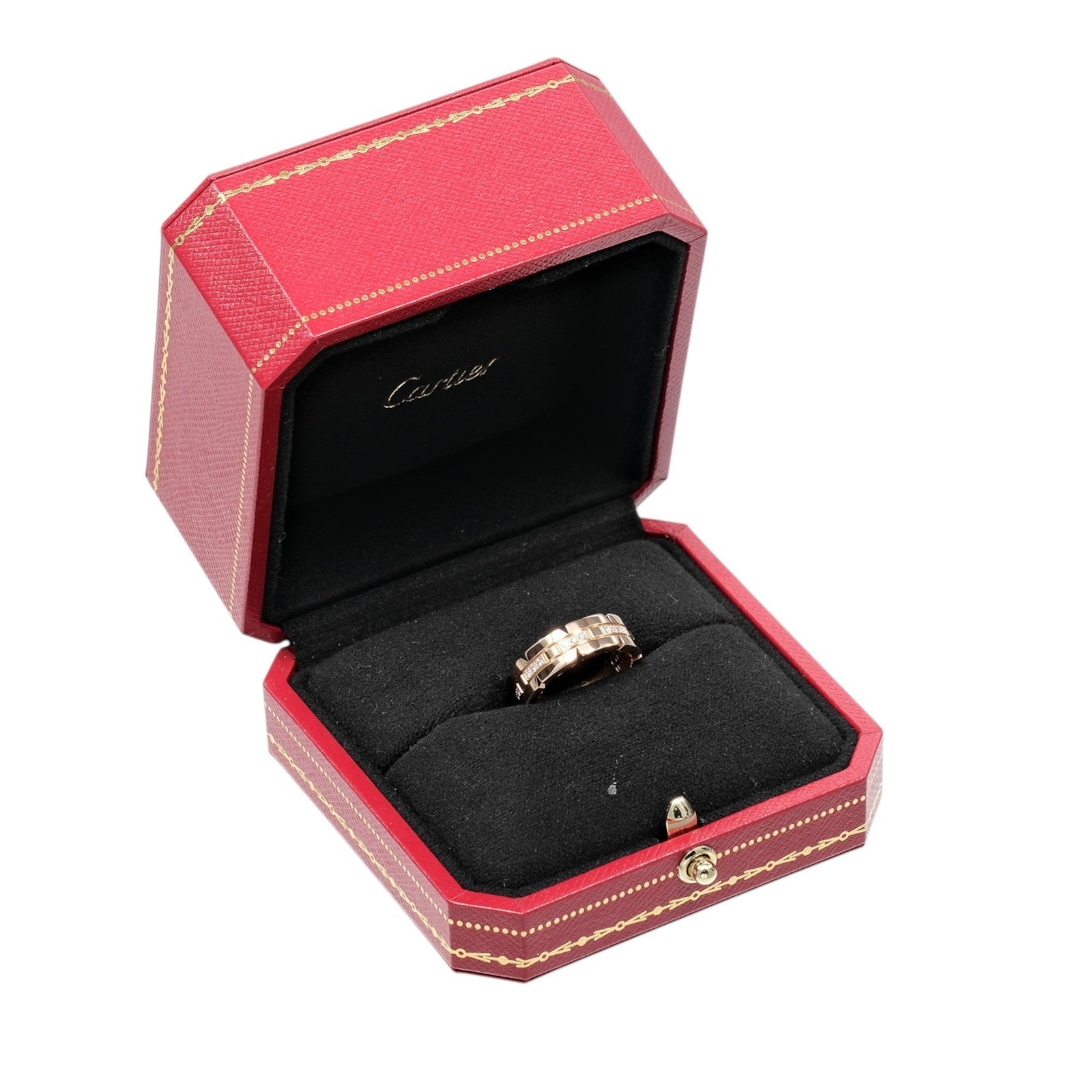 Cartier Tank Francaise 18K Pink Gold With Diamond Gold Pink_Gold Ring Jewelry (Pre-Owned)