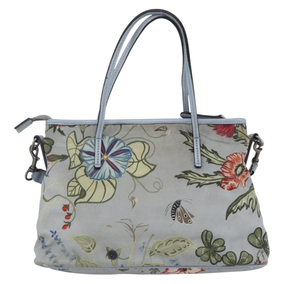 Gucci Convertible Zip Flora Canvas Blue Canvas Tote Bag Bag (Pre-Owned)