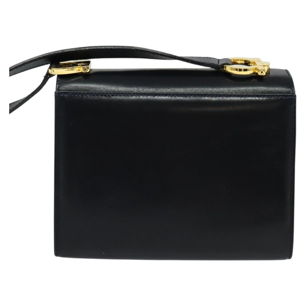 Salvatore Ferragamo Gancini Leather Black Leather Shoulder Bag Bag (Pre-Owned)