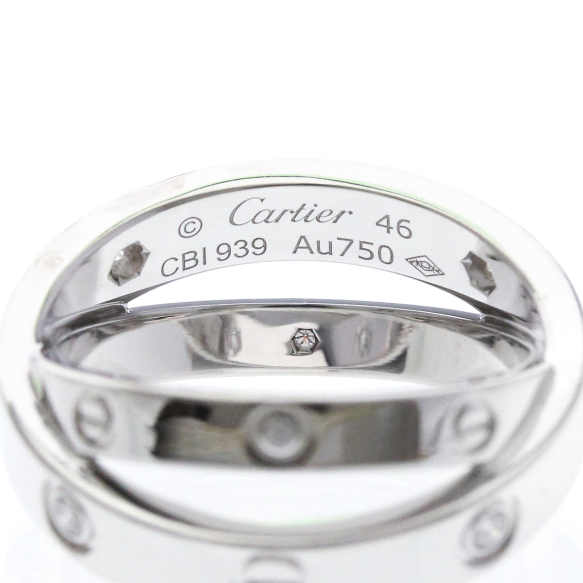 Cartier Be Love 18K White Gold With Diamonds Silver White_Gold Ring Jewelry (Pre-Owned)