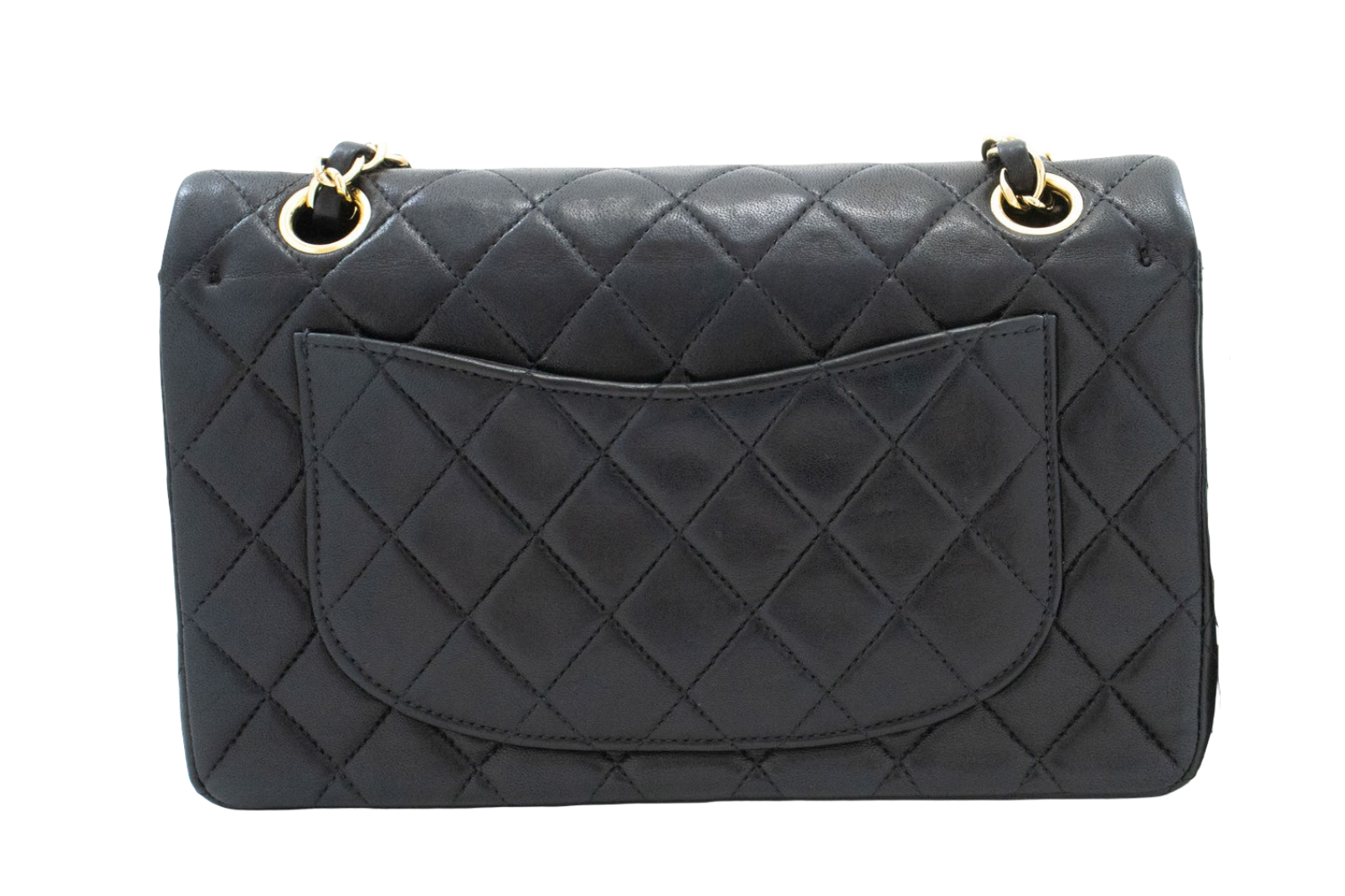 Chanel Classic Flap Lambskin Black Leather Crossbody Bag Bag (Pre-Owned)