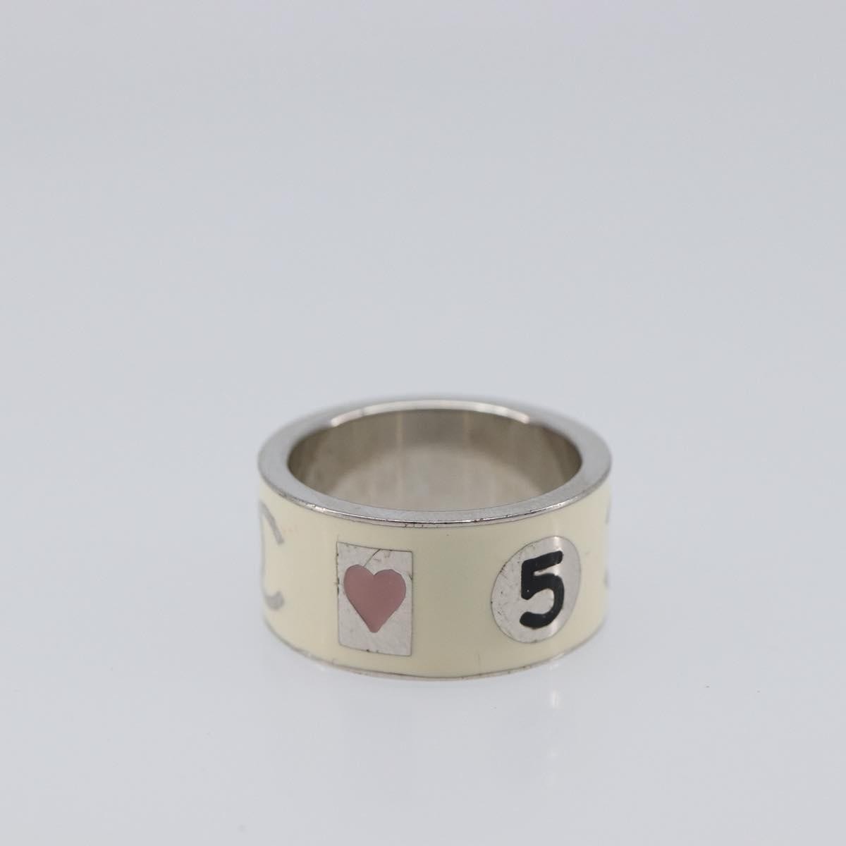 Chanel Heart Band Metal And Enamel Silver Metal Ring Jewelry (Pre-Owned)
