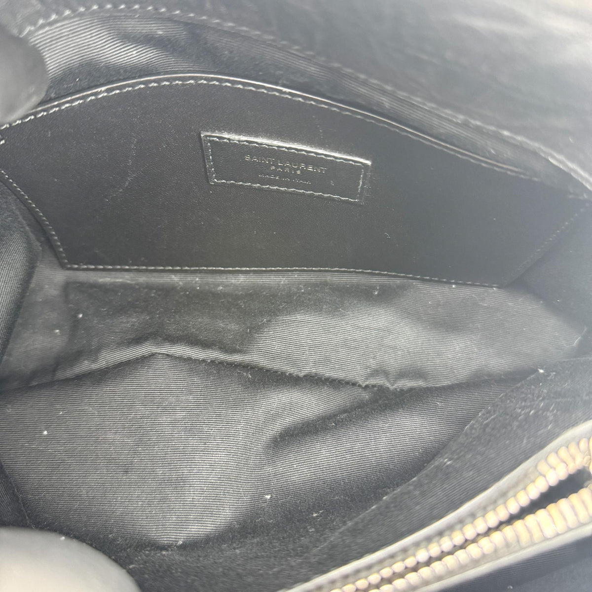 Saint Laurent West Hollywood Crocodile Embossed Leather Black Leather Shoulder Bag Bag (Pre-Owned)