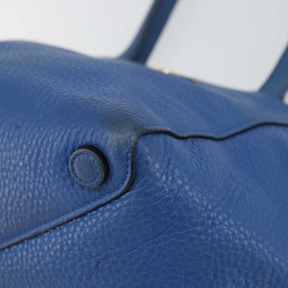 Prada Tote Vitello Daino Vitello Daino Blue Leather Tote Bag Bag (Pre-Owned)