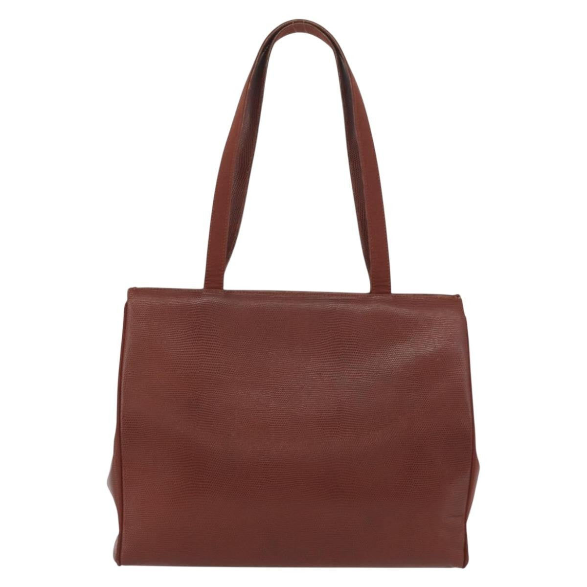 Salvatore Ferragamo Vala Tote Embossed Leather Brown Leather Tote Bag Bag (Pre-Owned)