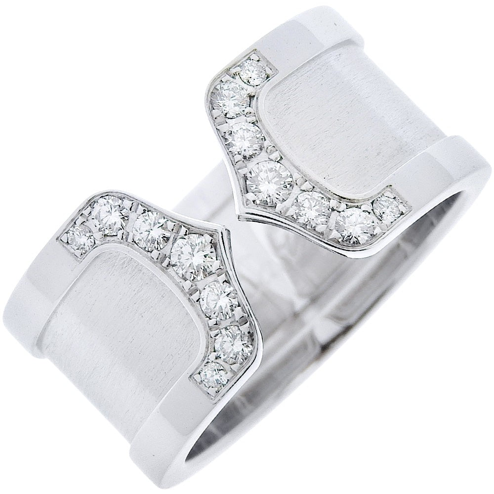 Cartier 2C C2 Silver White Gold Ring Jewelry (Pre-Owned)