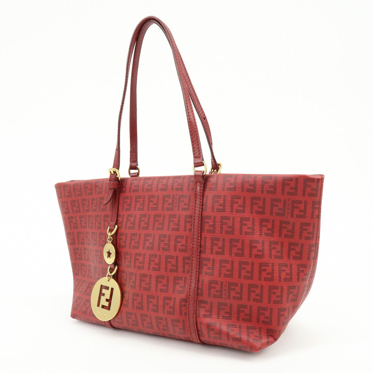 Fendi Superstar Zucchino Coated Canvas Red Pvc Tote Bag Bag (Pre-Owned)
