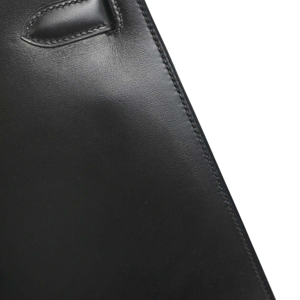Hermes Kelly Black Box Calf With Gold Hardware Black Leather Handbag (Pre-Owned)