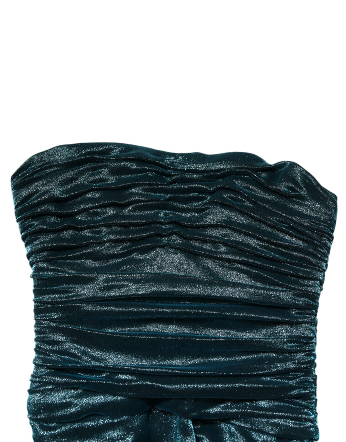 Dolce & Gabbana Green Silk Satin Fitted Strapless Women's Dress