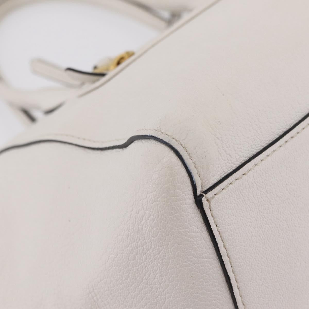 Miu Miu Madras Front Zip Leather White Leather Tote Bag Bag (Pre-Owned)