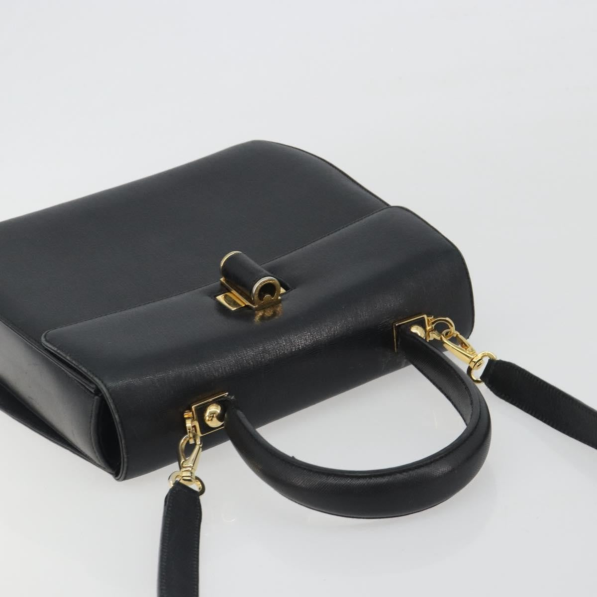Salvatore Ferragamo Gancini Leather Black Leather Handbag (Pre-Owned)