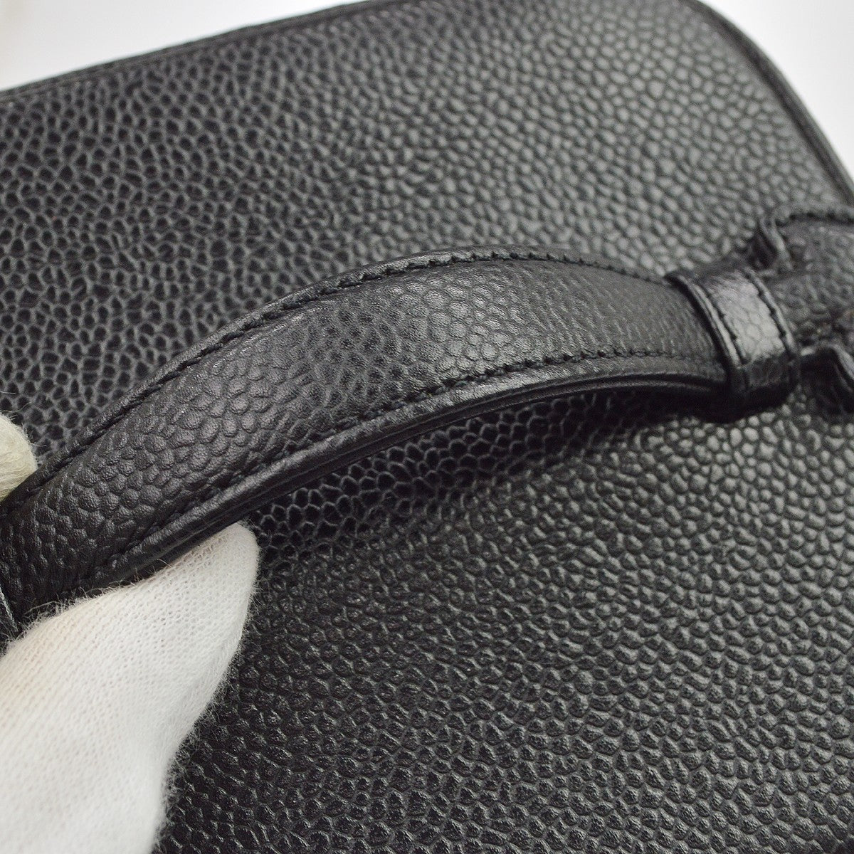 Chanel Vintage Timeless Vanity Case Caviar Black Leather Clutche & Pouche Bag (Pre-Owned)