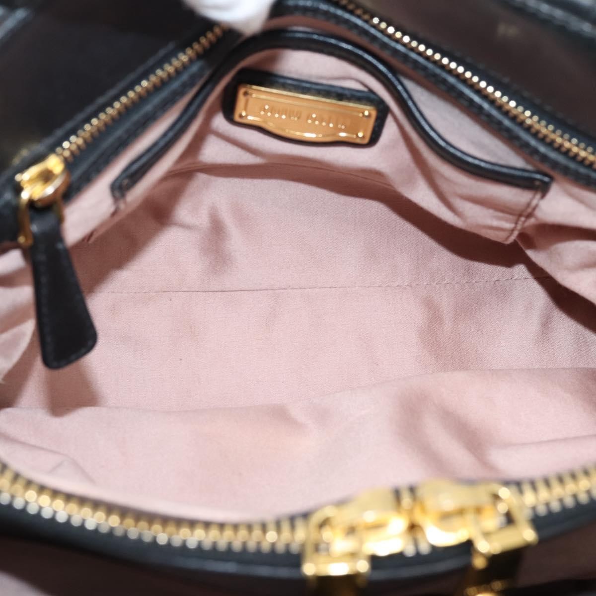 Miu Miu Madras Bowler Matelasse Leather Black Leather Handbag (Pre-Owned)