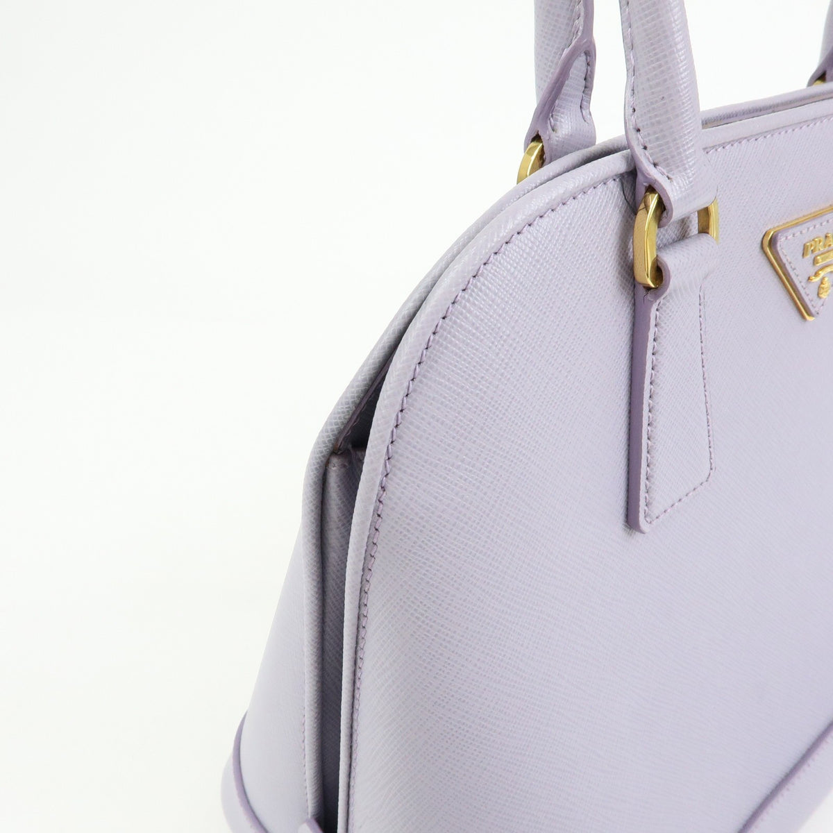 Prada Open Promenade Saffiano Leather Purple Leather Handbag (Pre-Owned)