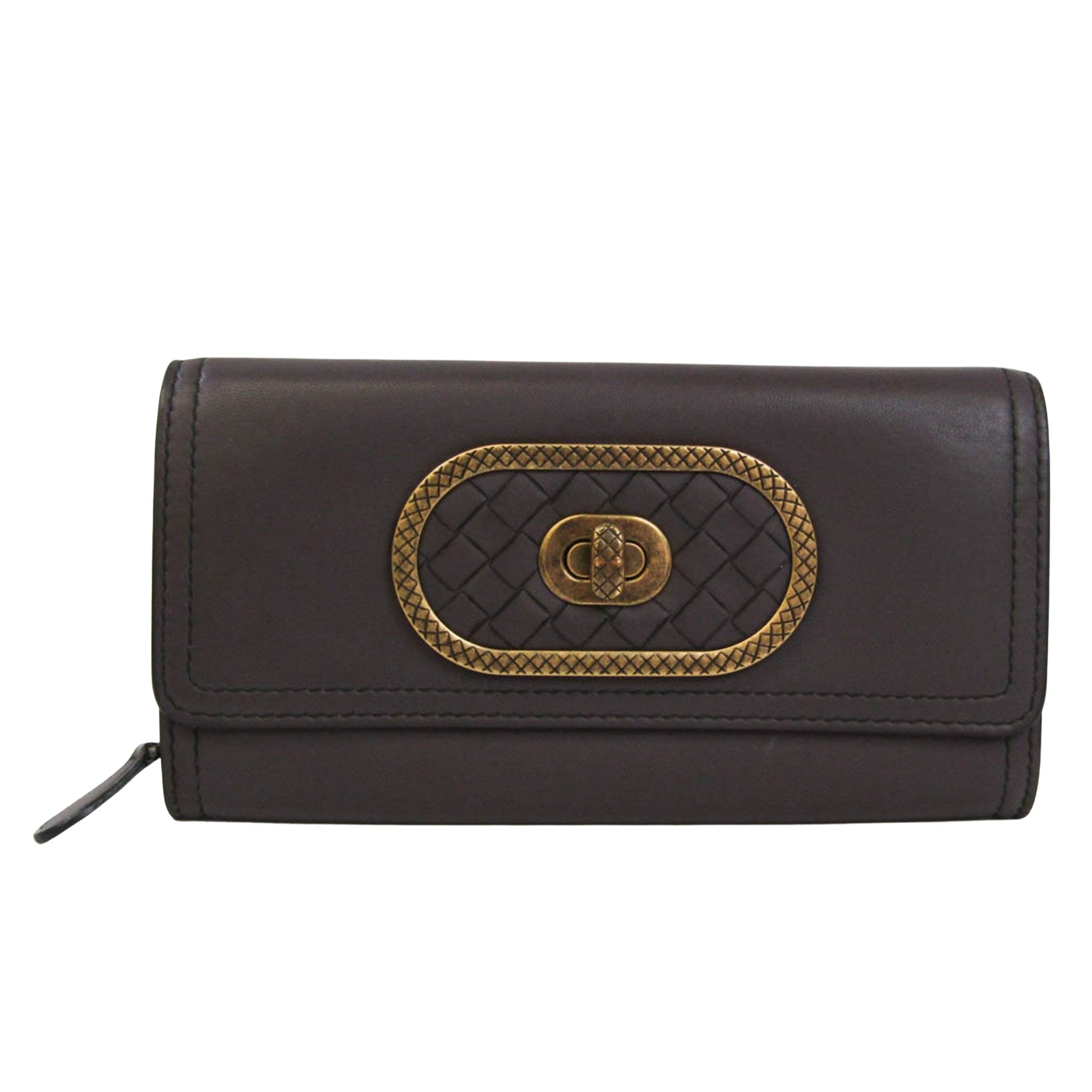 Bottega Veneta Intrecciato Brown Leather Wallet  (Pre-Owned)