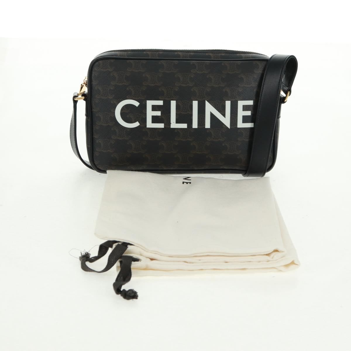 Celine Logo Messenger Triomphe Coated Canvas Black Pvc Shoulder Bag Bag (Pre-Owned)