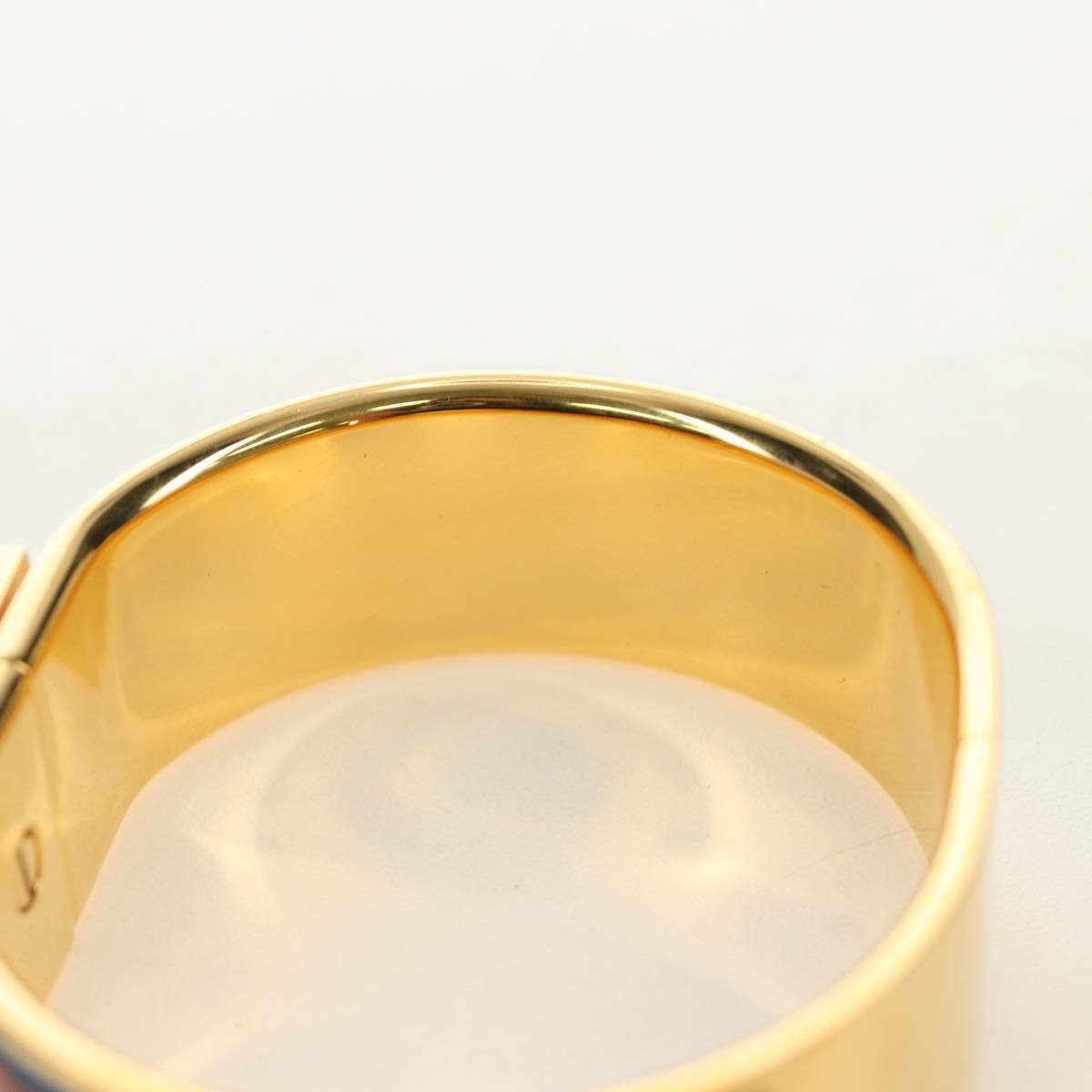 Hermes Loquet Bangle Metal And Printed Enamel Gold Metal Bracelet Jewelry (Pre-Owned)