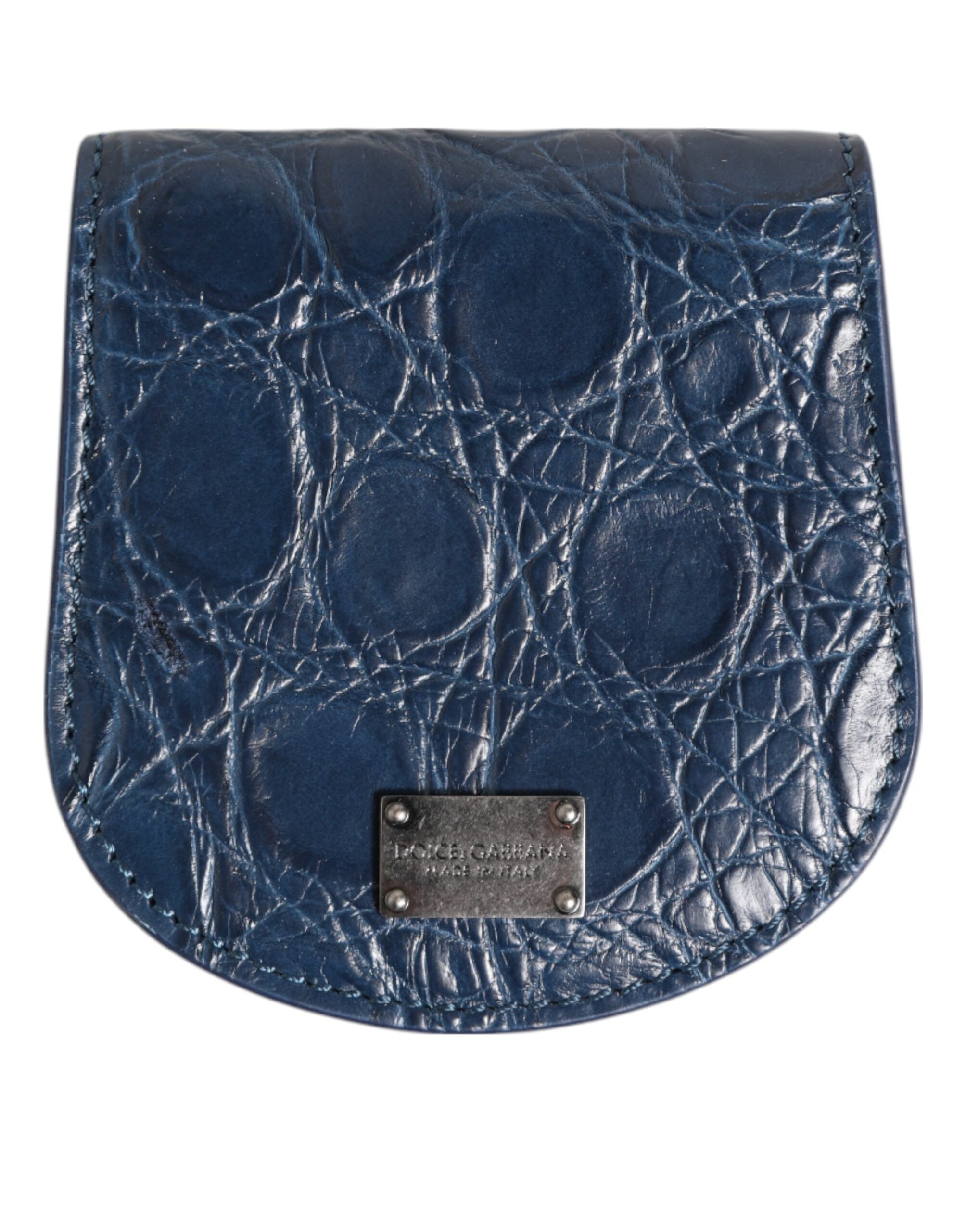 Dolce & Gabbana Blue Exotic Skin Coin Condom Case Holder Pocket Men's Wallet