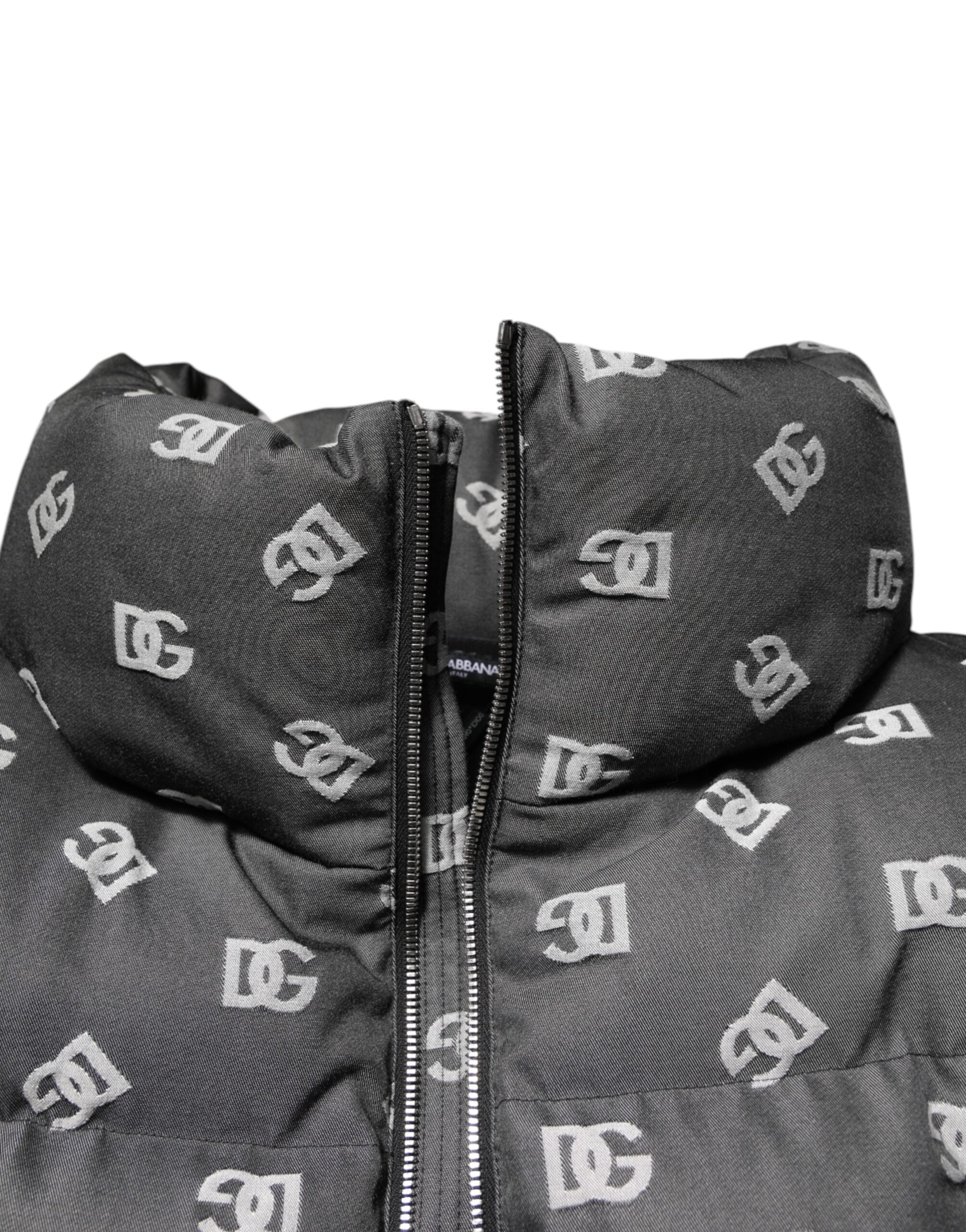 Dolce & Gabbana Black DG Monogram Full Zip Puffer Men Men's Jacket