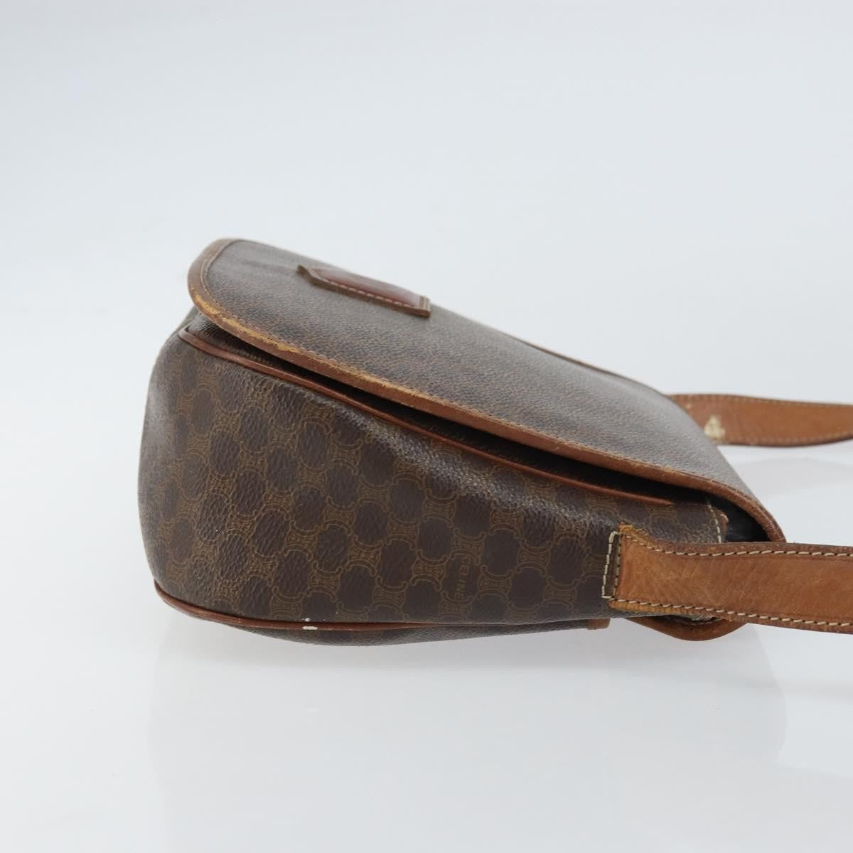 Celine Vintage Macadam Canvas And Leather Brown Canvas Shoulder Bag Bag (Pre-Owned)