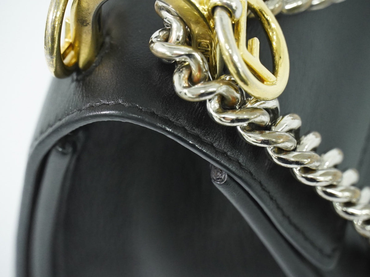 Fendi Kan I F Leather Black Leather Shoulder Bag Bag (Pre-Owned)