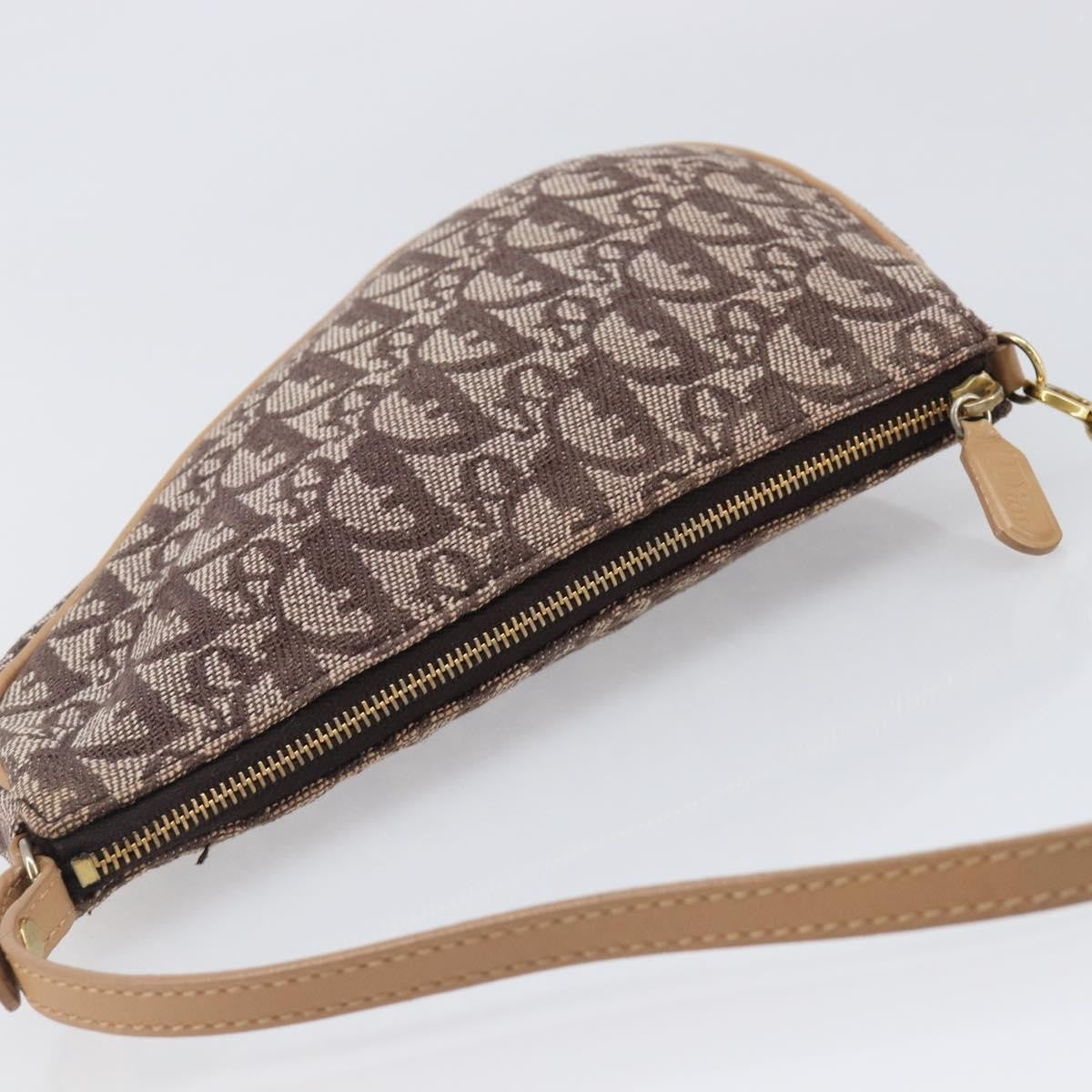 Christian Dior Vintage Saddle Bag Canvas Brown Canvas Clutche & Pouche Bag (Pre-Owned)