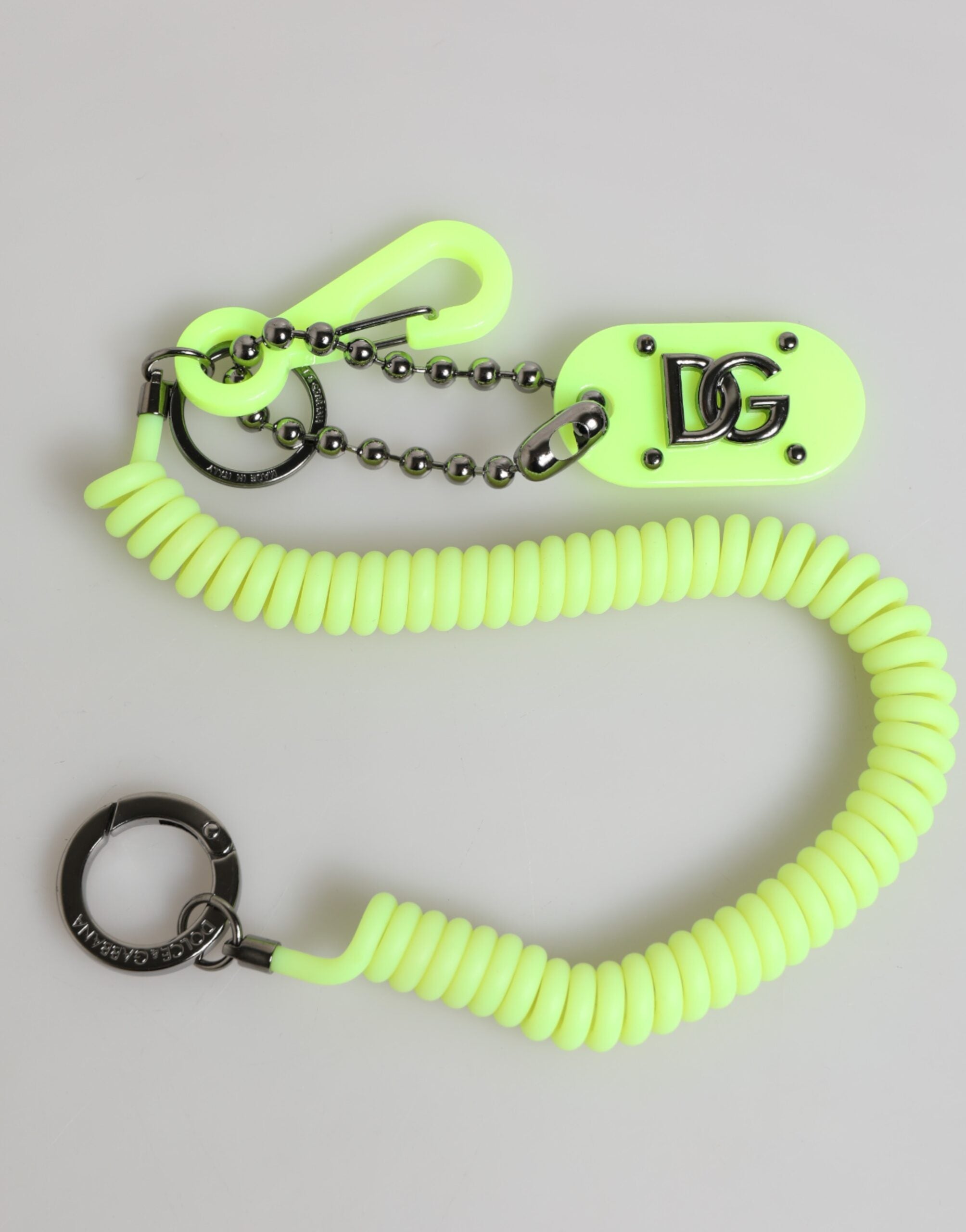 Dolce & Gabbana Green Springy Key Holder DG Logo Men's Keychain  Keyring