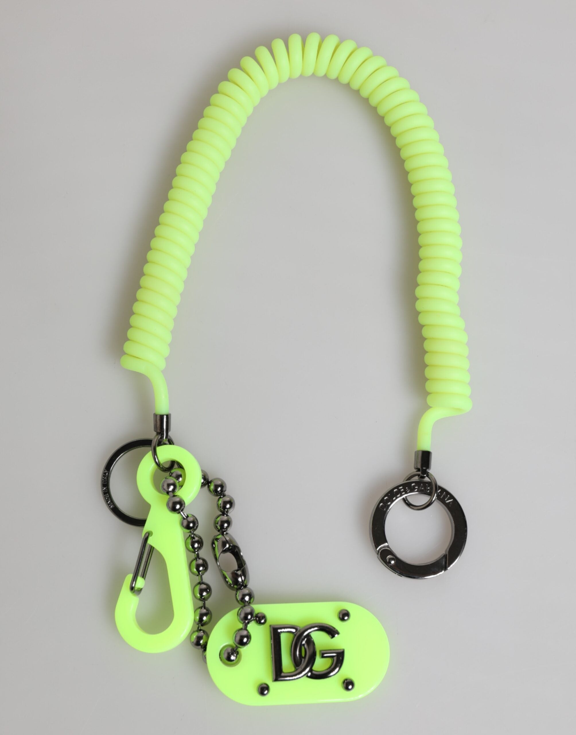 Dolce & Gabbana Green Springy Key Holder DG Logo Men's Keychain  Keyring