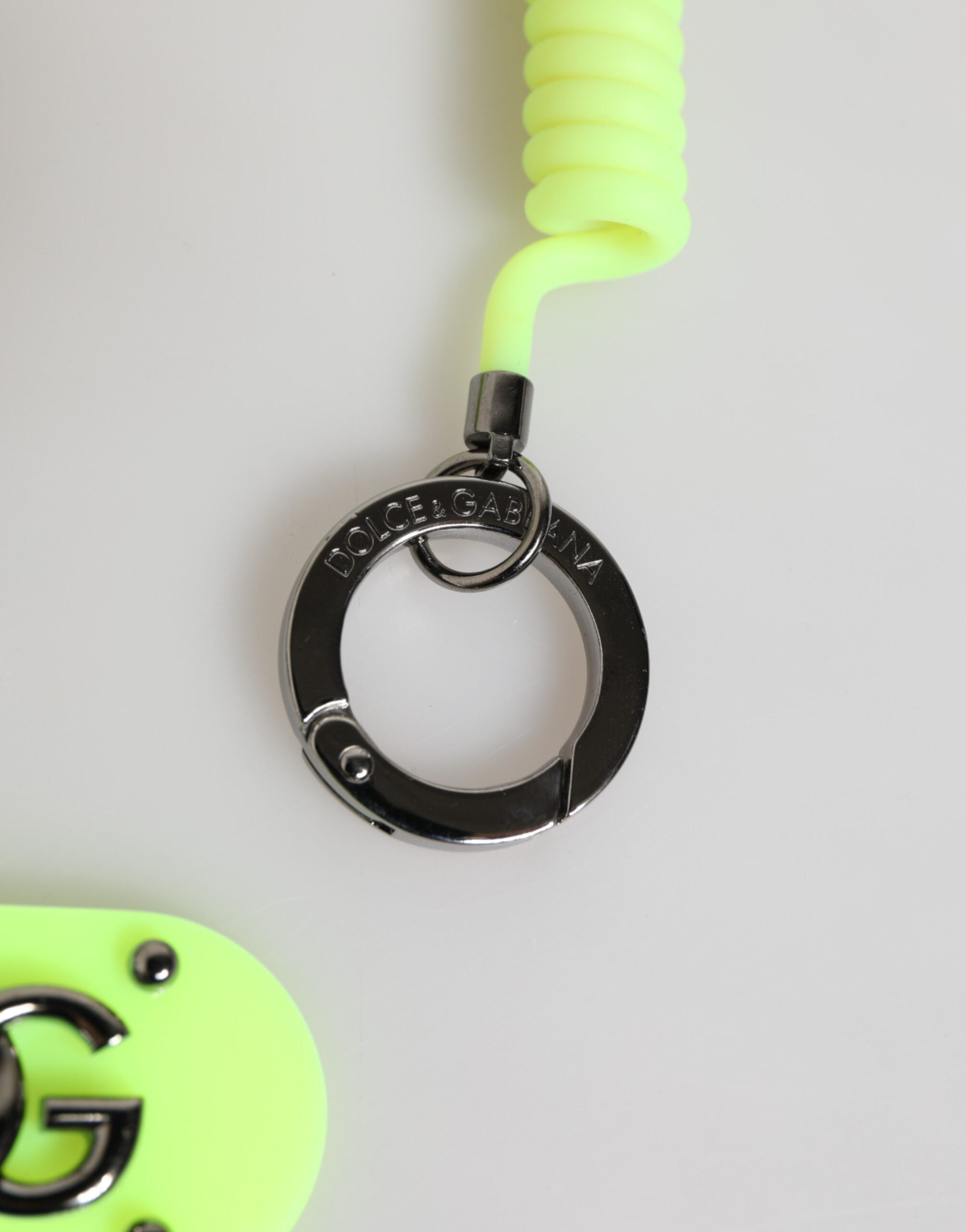 Dolce & Gabbana Green Springy Key Holder DG Logo Men's Keychain  Keyring