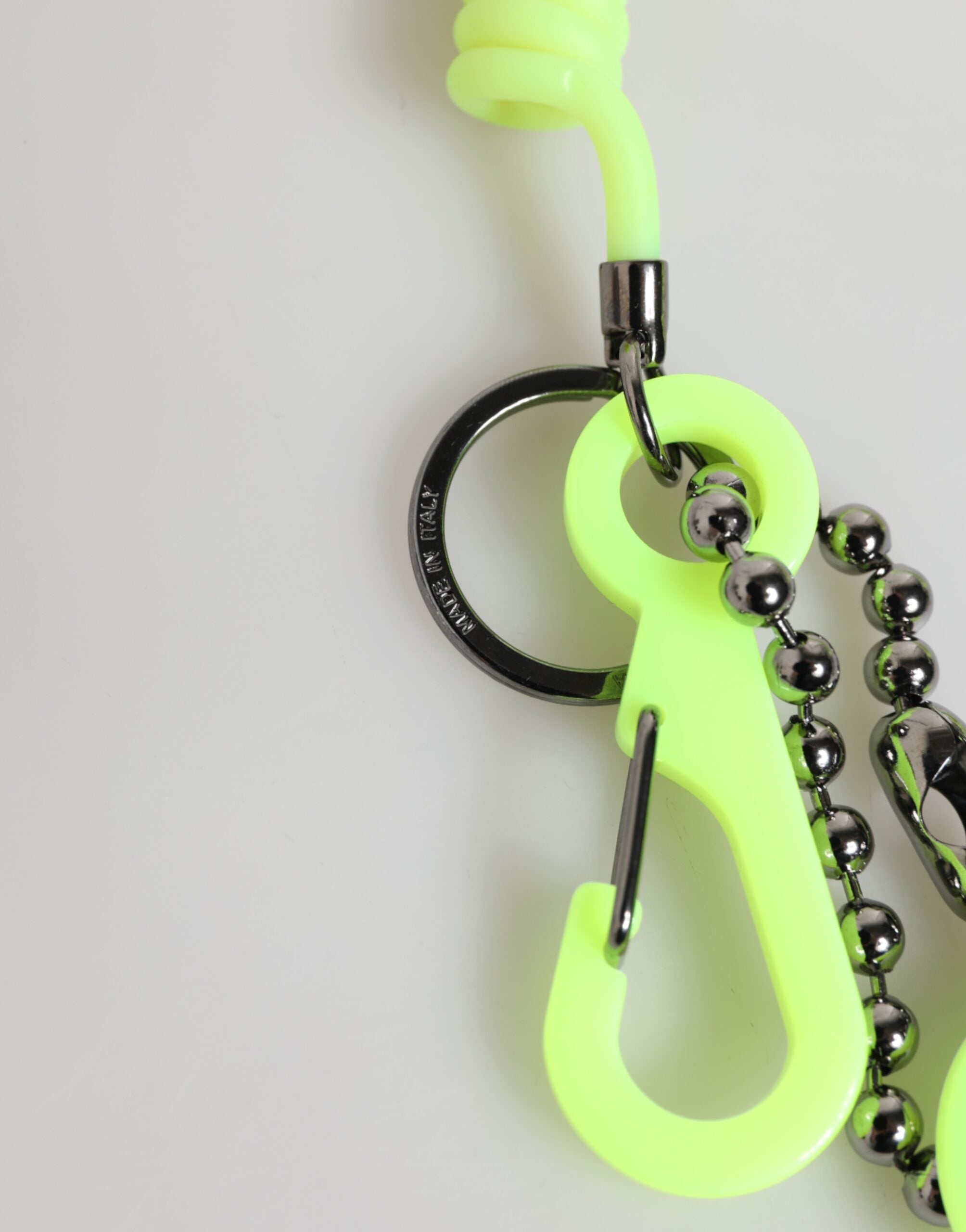 Dolce & Gabbana Green Springy Key Holder DG Logo Men's Keychain  Keyring