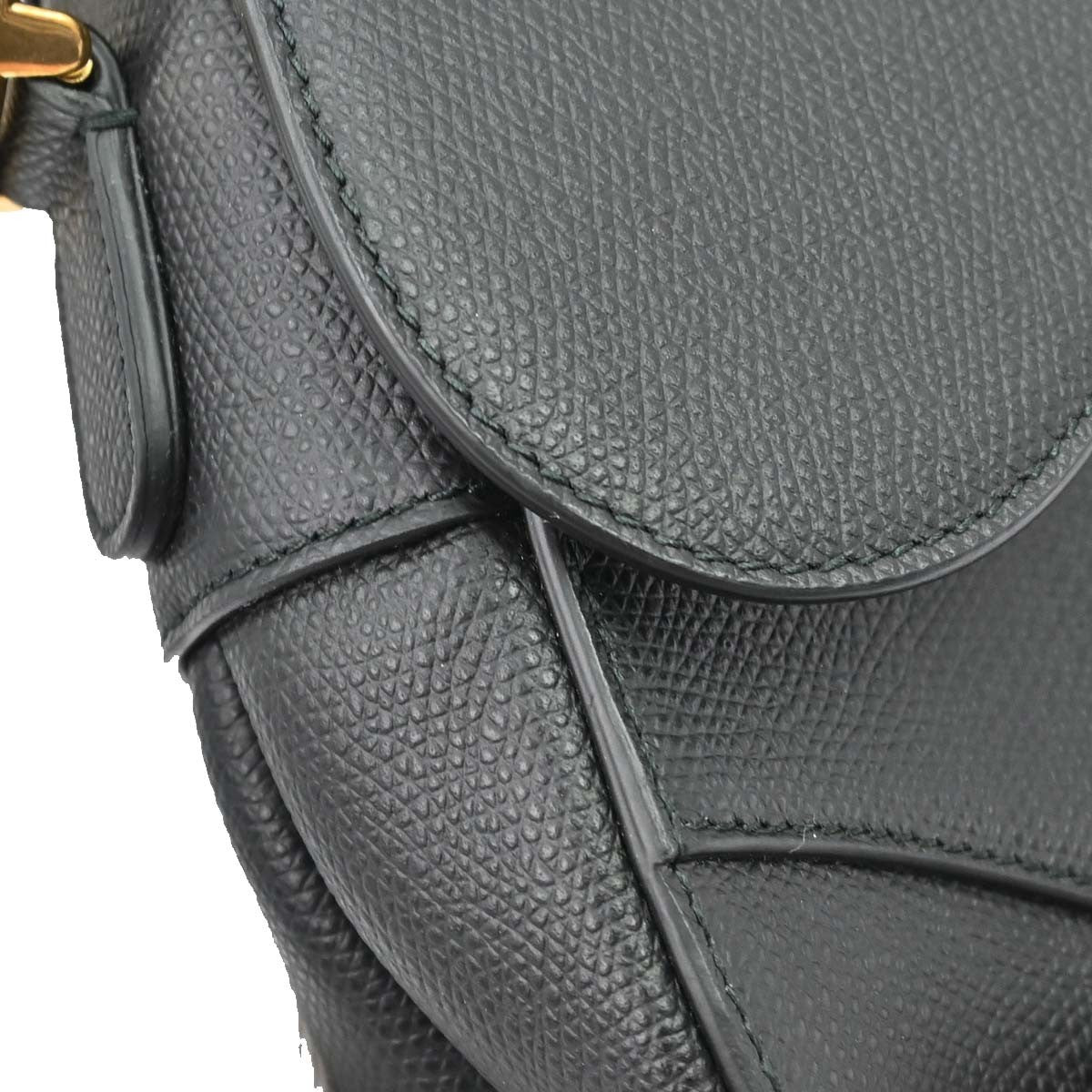 Christian Dior Saddle Leather Black Leather Handbag (Pre-Owned)