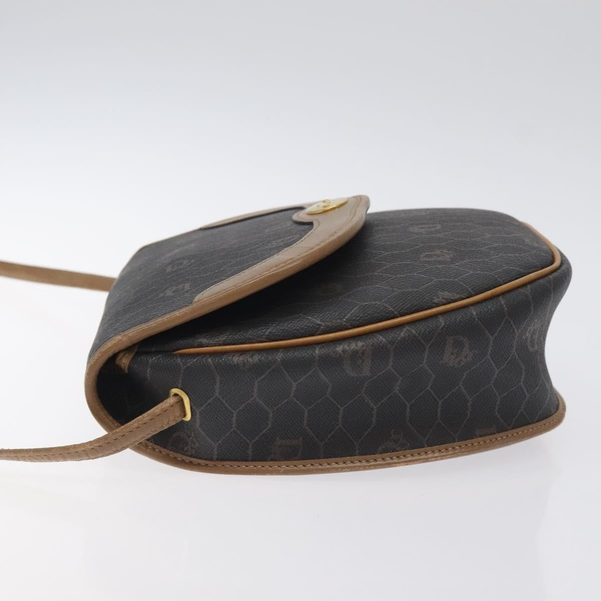 Christian Dior Vintage Honeycomb Flap Coated Canvas Black Canvas Shoulder Bag Bag (Pre-Owned)