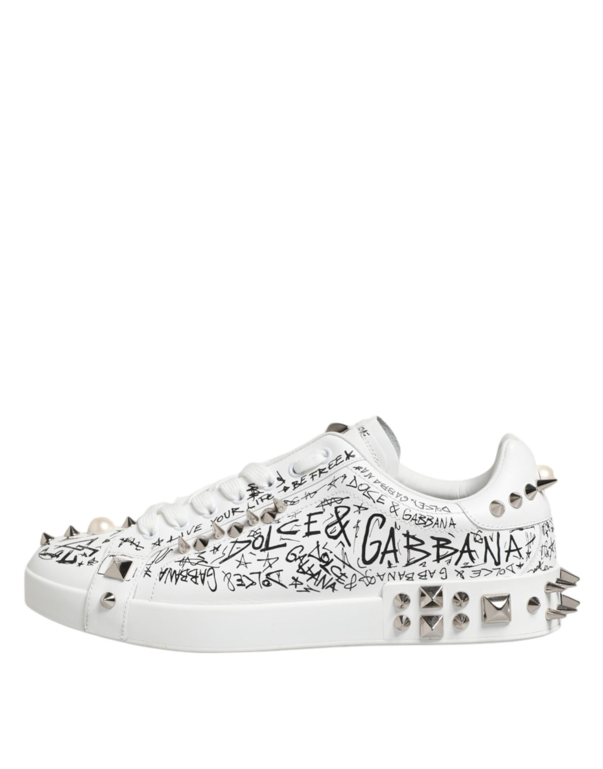 Dolce & Gabbana White Portofino Studded Men Sneakers Men's Shoes (Pre-Owned)