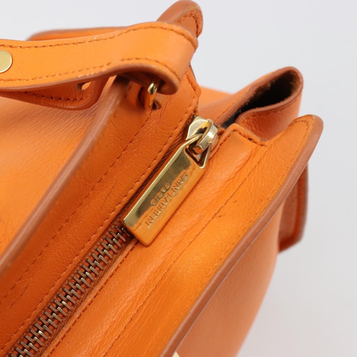 Saint Laurent Classic Y Cabas Leather Orange Leather Tote Bag Bag (Pre-Owned)