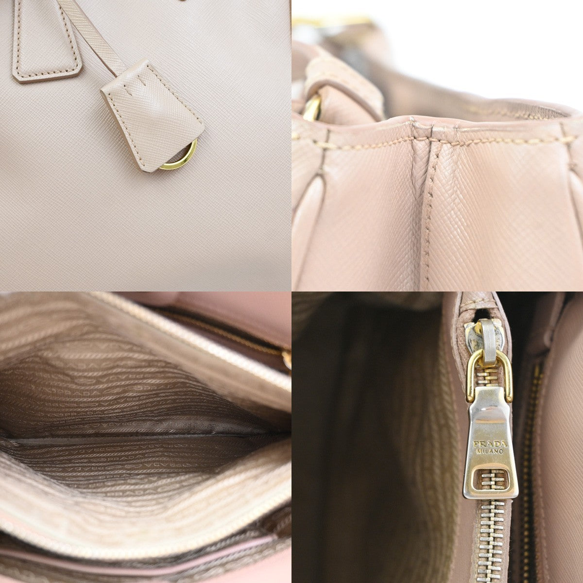 Prada Gardener's Saffiano Leather Pink Leather Tote Bag Bag (Pre-Owned)