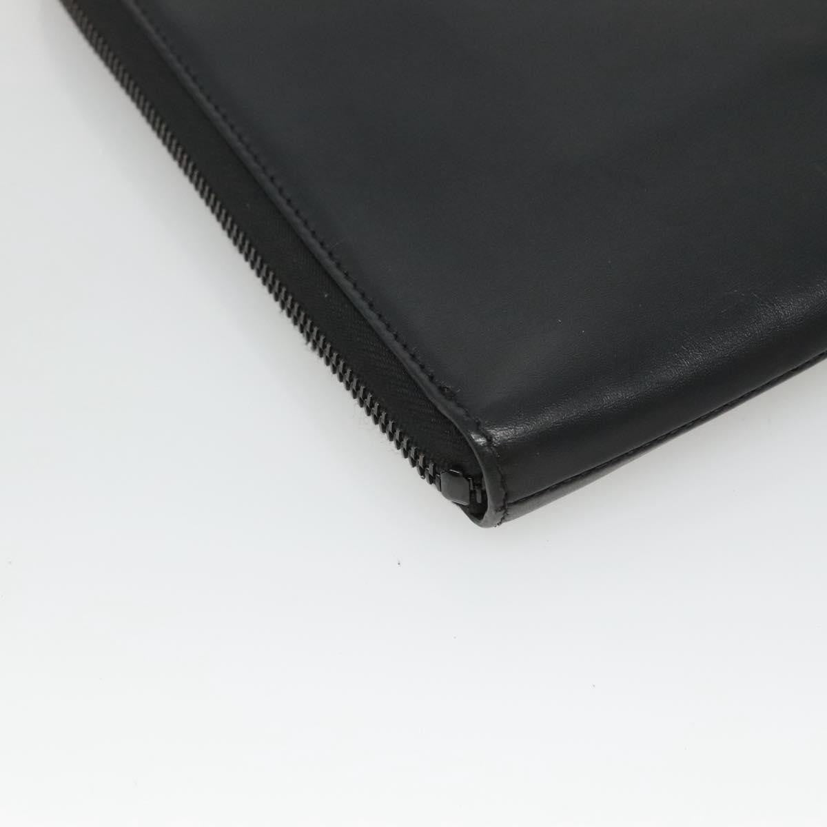 Saint Laurent Zip Pocket Leather Black Leather Clutche & Pouche Bag (Pre-Owned)
