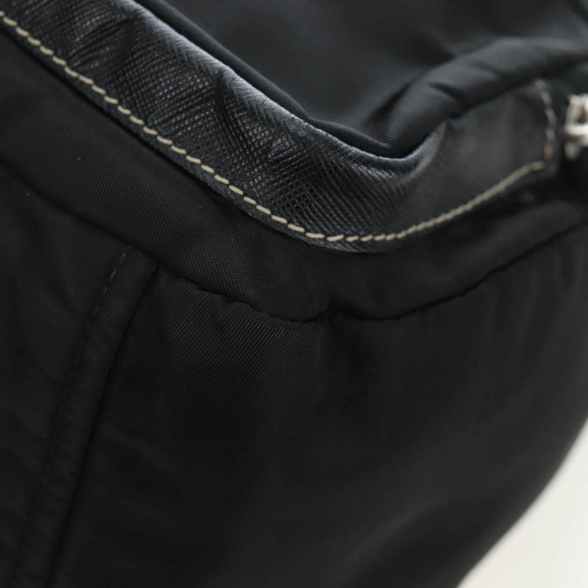 Prada Double Pocket Buckle Flap Tessuto And Leather Black Nylon Handbag (Pre-Owned)