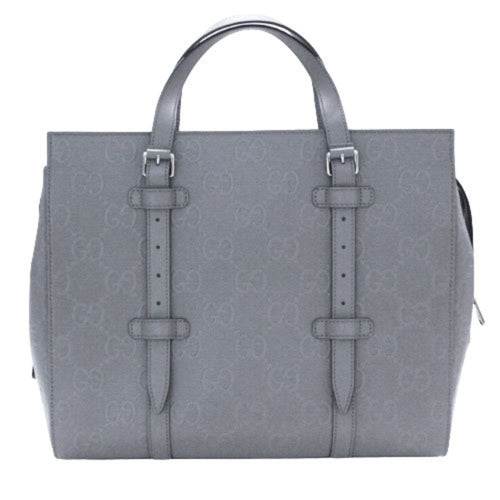 Gucci Gg Embossé Grey Leather Handbag (Pre-Owned)