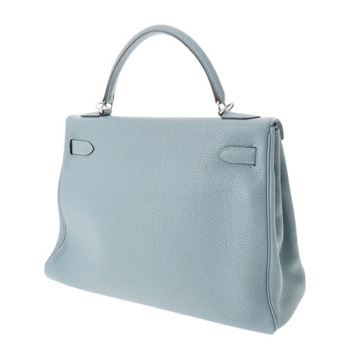 Hermès Kelly 32 Blue Leather Handbag (Pre-Owned)