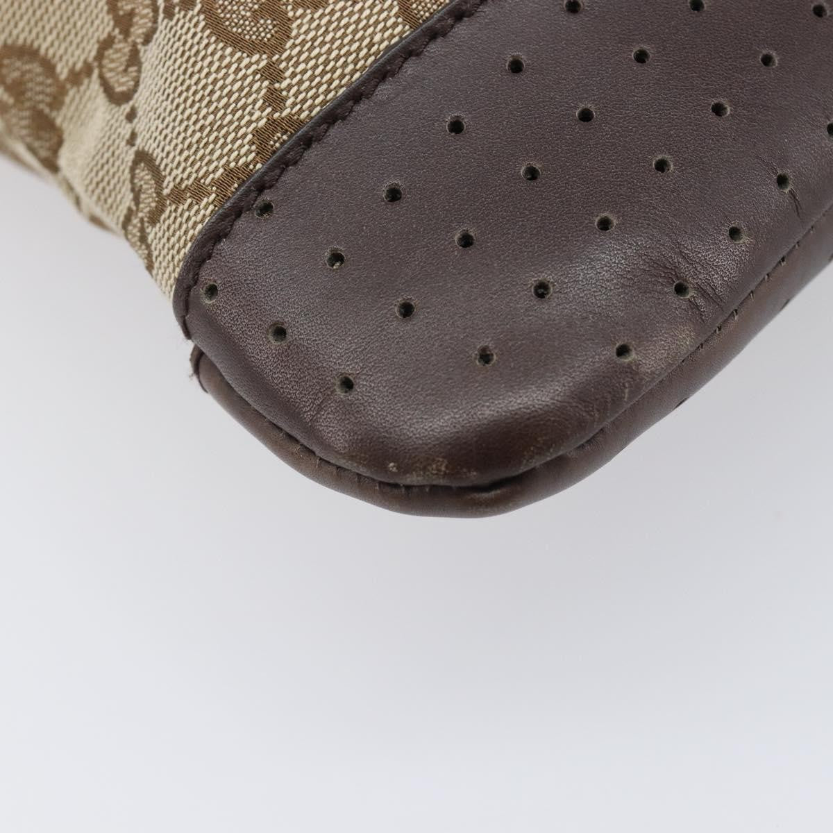 Gucci Zip Messenger Gg Canvas With Perforated Leather Beige Canvas Handbag (Pre-Owned)