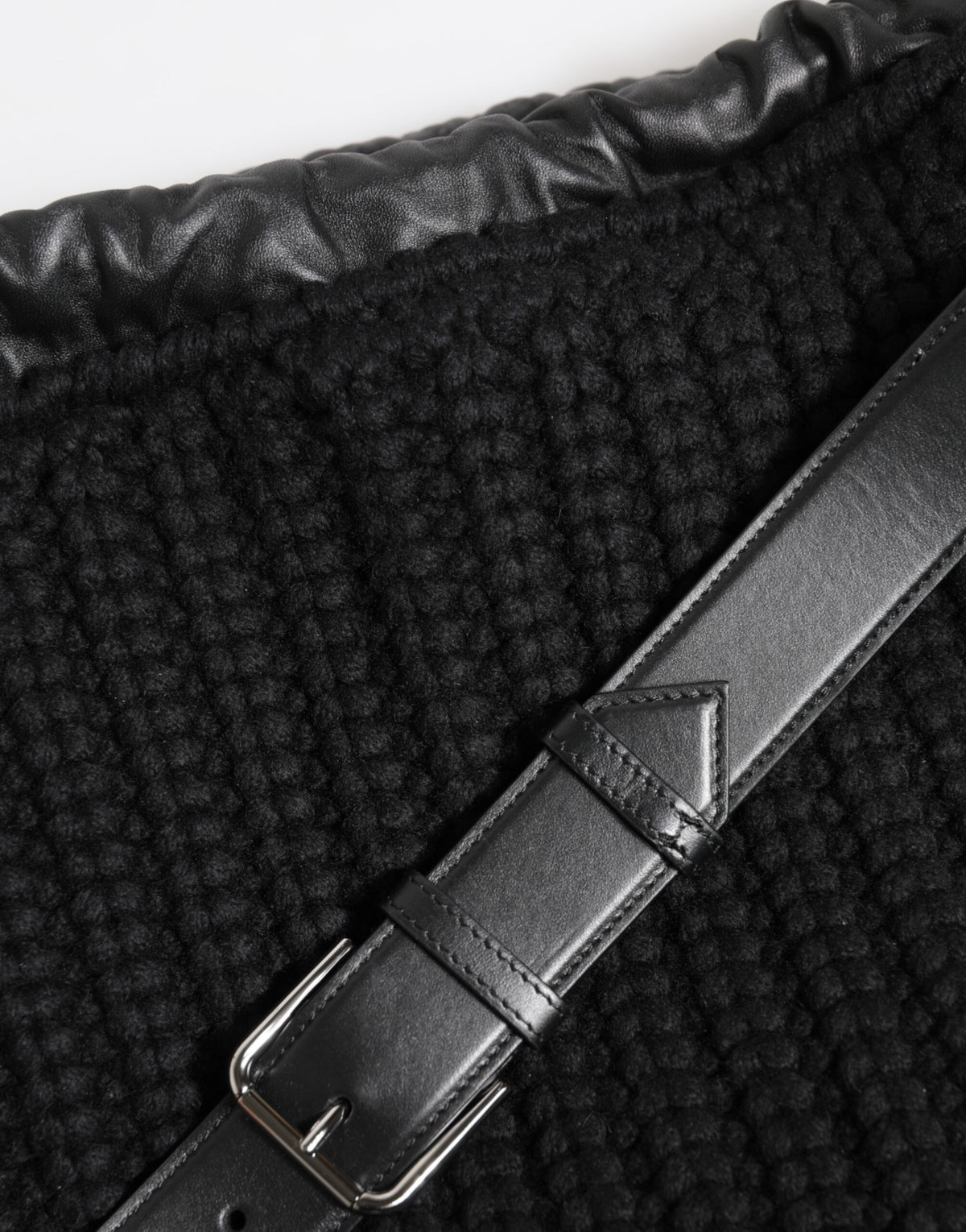 Dolce & Gabbana Black Cashmere Knitted Leather Shoulder Women Borse Women's Bag