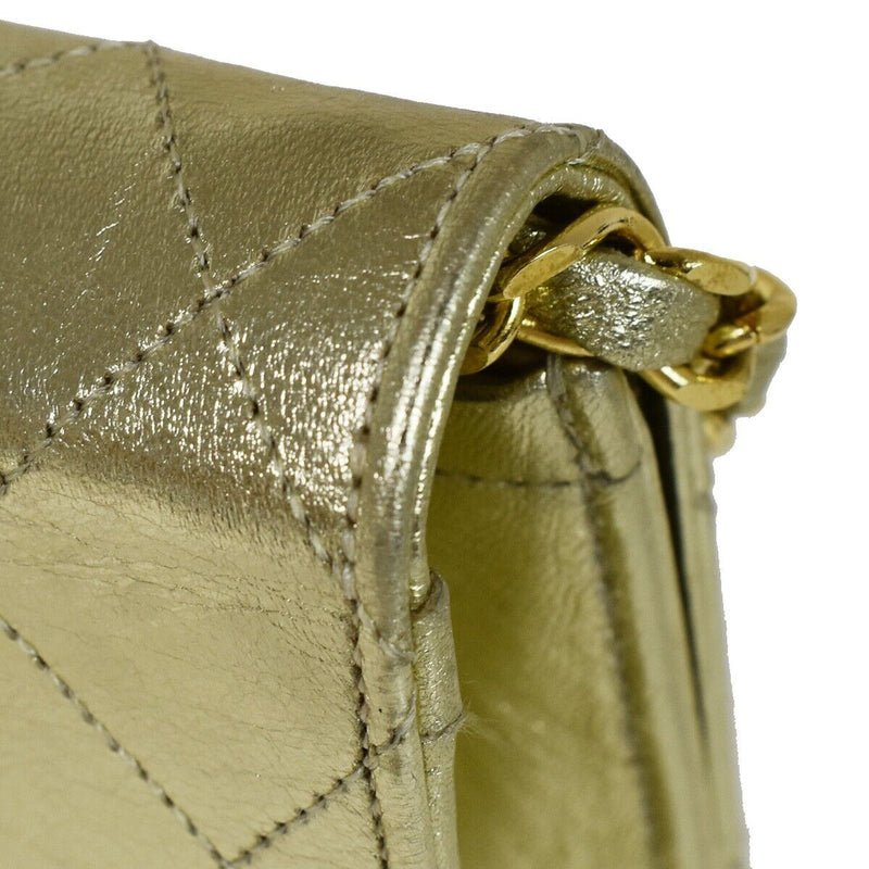 Chanel Mini Matelassé Gold Leather Shoulder Bag (Pre-Owned)