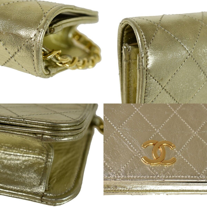 Chanel Mini Matelassé Gold Leather Shoulder Bag (Pre-Owned)