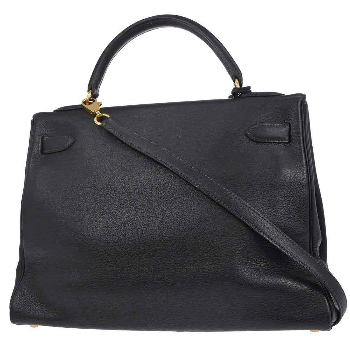 Hermes Kelly Blue Courchevel With Gold Hardware Blue Leather Handbag (Pre-Owned)