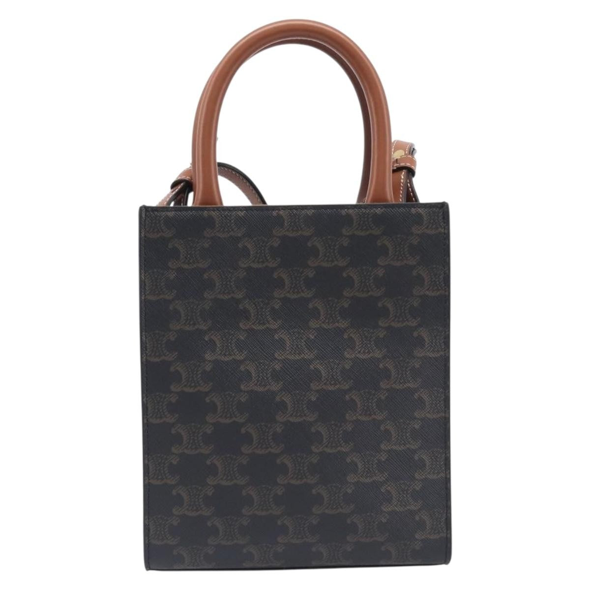 Celine Vertical Cabas Triomphe Coated Canvas Black Canvas Tote Bag Bag (Pre-Owned)