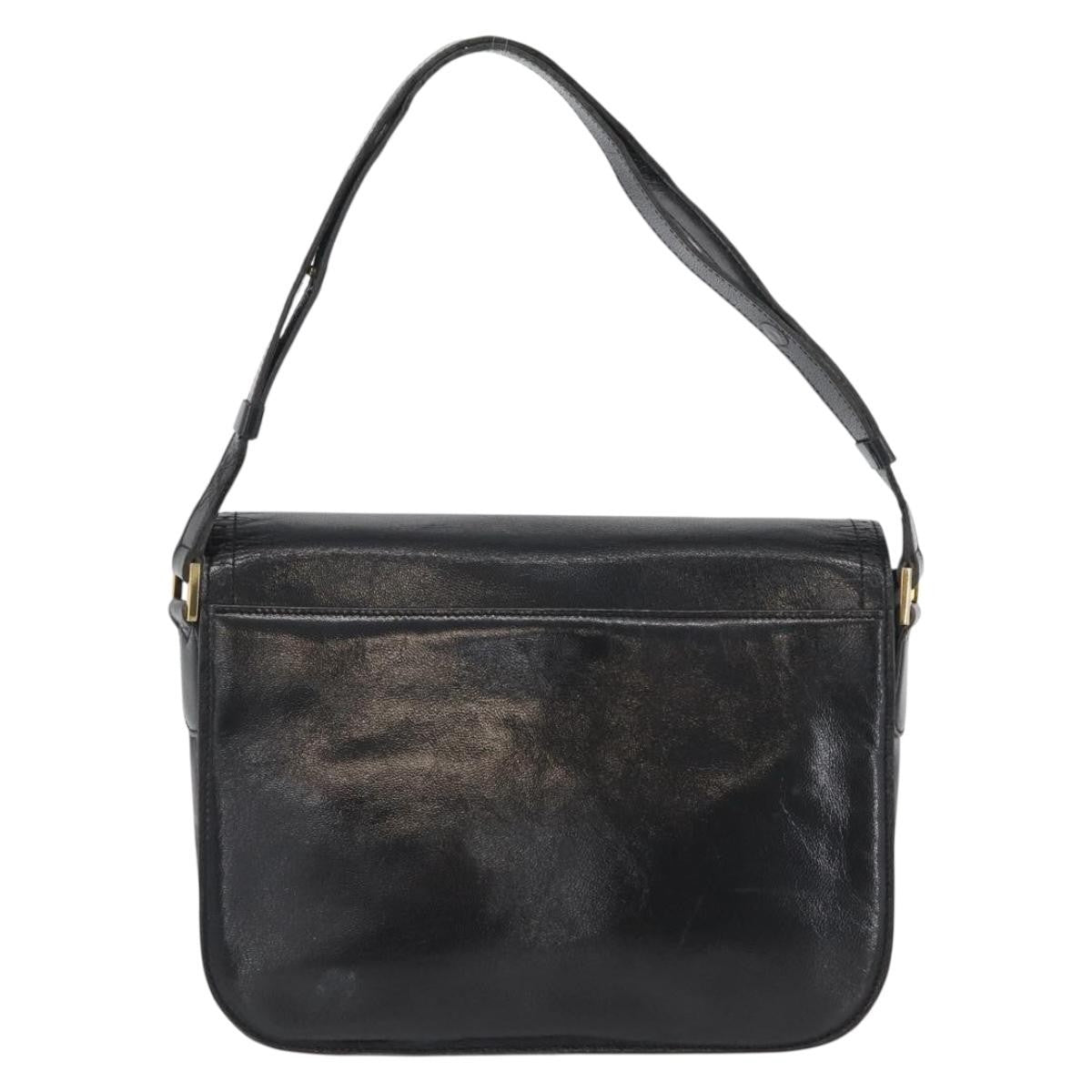 Saint Laurent Vintage Leather Black Leather Shoulder Bag Bag (Pre-Owned)