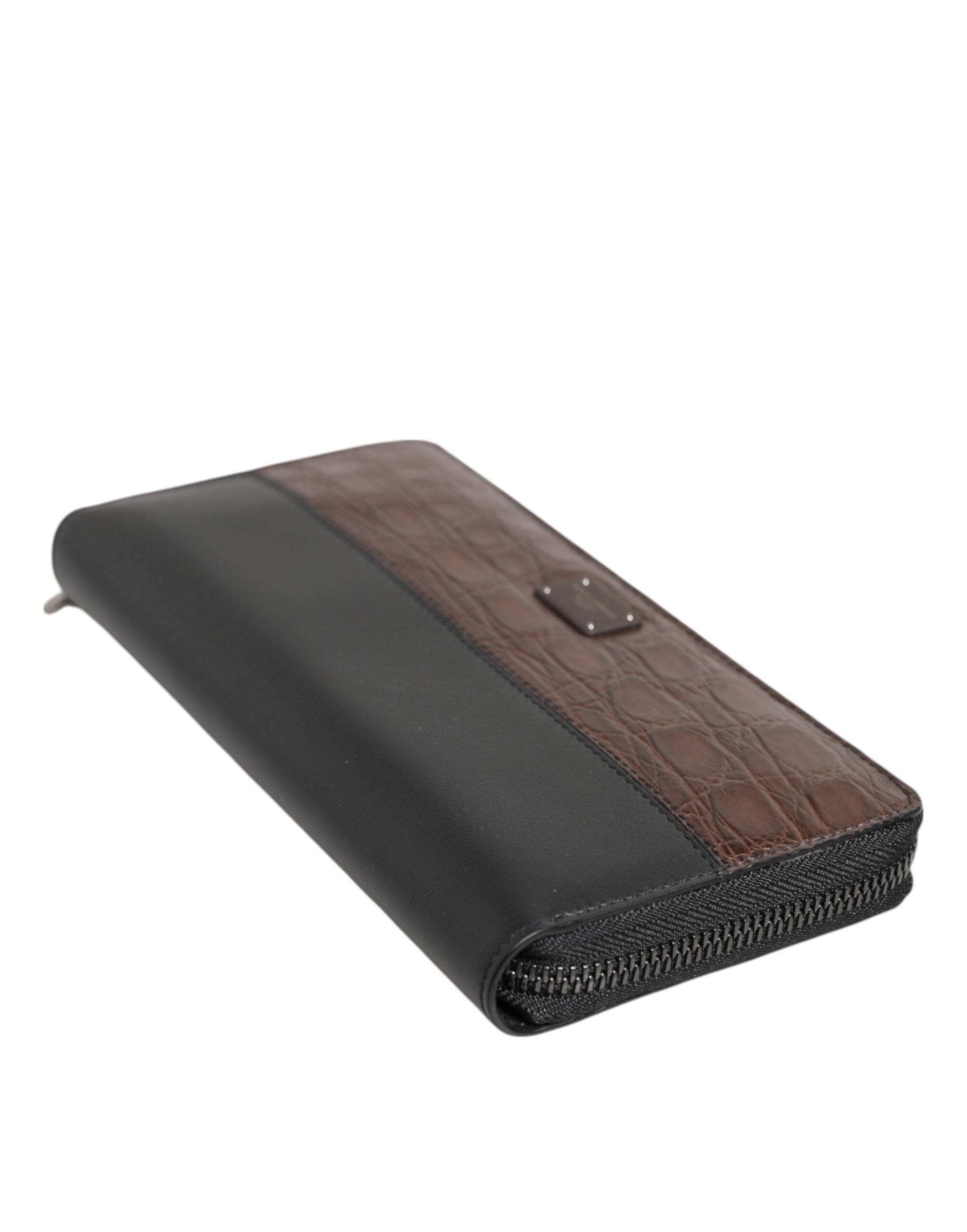 Dolce & Gabbana Black Brown Exotic Leather Men Continental Clutch Men's Wallet